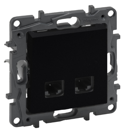 Информационная розетка двойная 2ХRJ45 Кат.6a UTP, цвет Чёрный