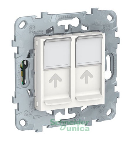 UNICA NEW розетка компьютерная, RJ45, двойная, кат. 5е UTP, белый