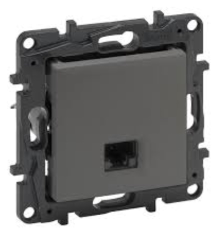 Информационная розетка одиночная RJ45 Кат.5e UTP, цвет Сталь